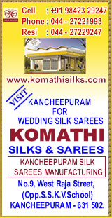 Komathi silks & Sarees, Komathi Silks, Kanchipuram Gold & silver silk sarees confidential shop, silk saree confidential shop, silk mark shop, Komathi Shop, Komathi Silks in kanchipuram.